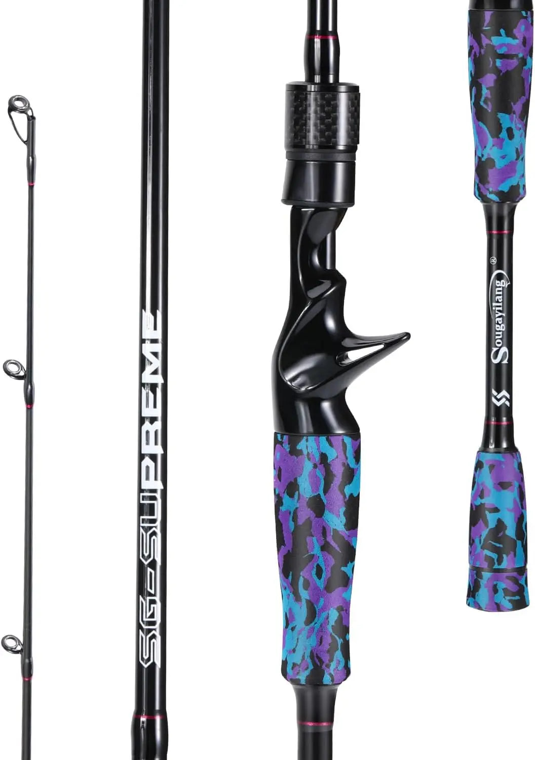 Fishing Rod Medium 2 Sections Graphite Composite Blank Spinning & Casting Rod Camouflage EVA Grip Fishing Pole