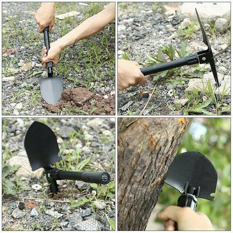 Outdoor Survival Foldable Shovel Spade Garden Camping Hiking Camp Compass AU