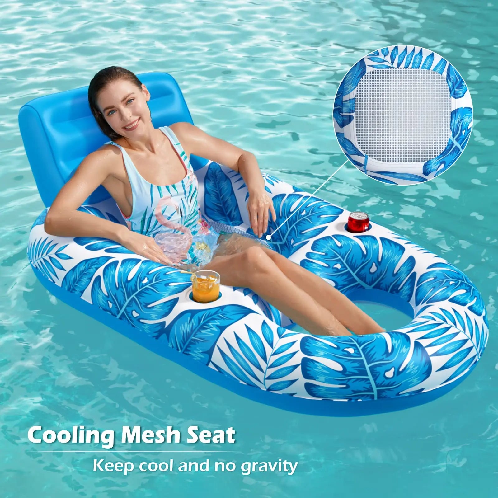 Inflatable Pool Float Adult - Pool Floaties Lounger Floats Raft Floating Chair Water Floaties for Swimming Pool Lake Lounge Floa