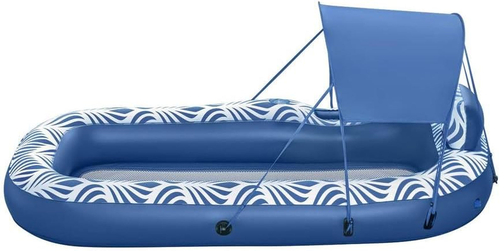 Inflatable Floating Float Lounger with Sunshade Canopy 1.98Mx1.12M Blue