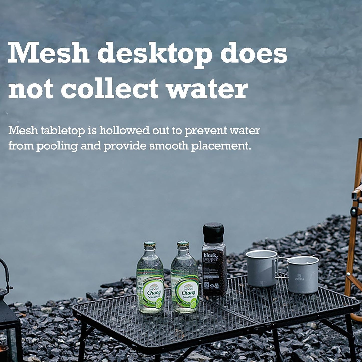 Portable Camping Table Picnic Folding Grill Table: Lightweight Portable Design - Height Adjustable, 60X40X27/56 CM for Outdoor Camping and BBQ (Black)