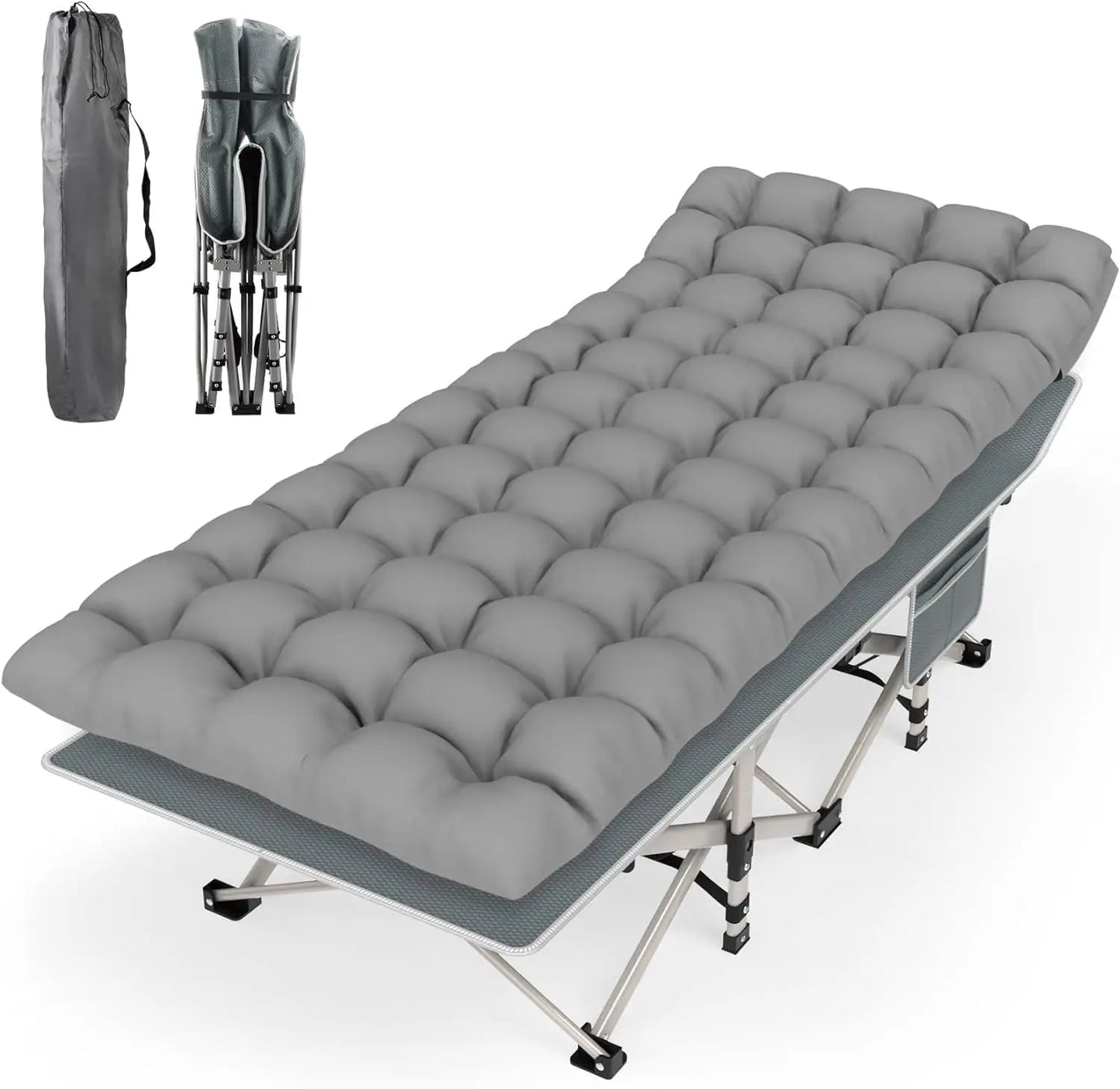 Folding Camping Cot Bed for Adults - 280KG Max Load, Extra Wide with Thick Mattress, Portable Folding Cot for Outdoor Camping Of