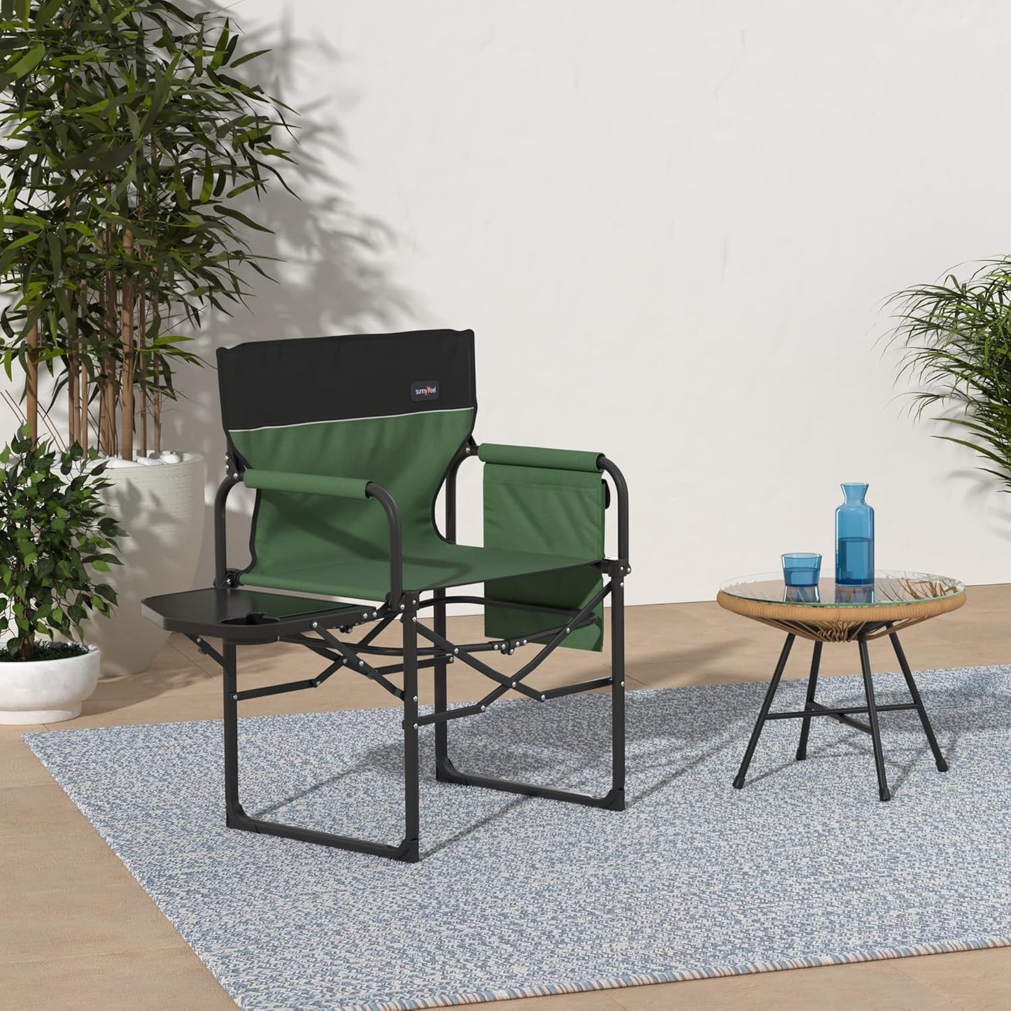2 Pack  Camping Directors Chair, Heavy Duty,Oversized Portable Folding Chair with Side Table, Pocket for Beach, Fishing,Trip,Picnic,Lawn,Concert Outdoor Foldable Camp Chairs (Green)