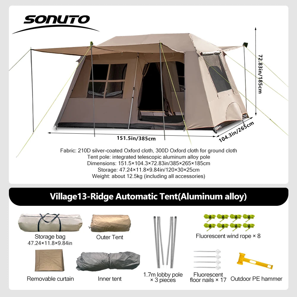 Large Camping Tent 3-8 Person Quick Setup. Perfect for Outdoor Family Adventures