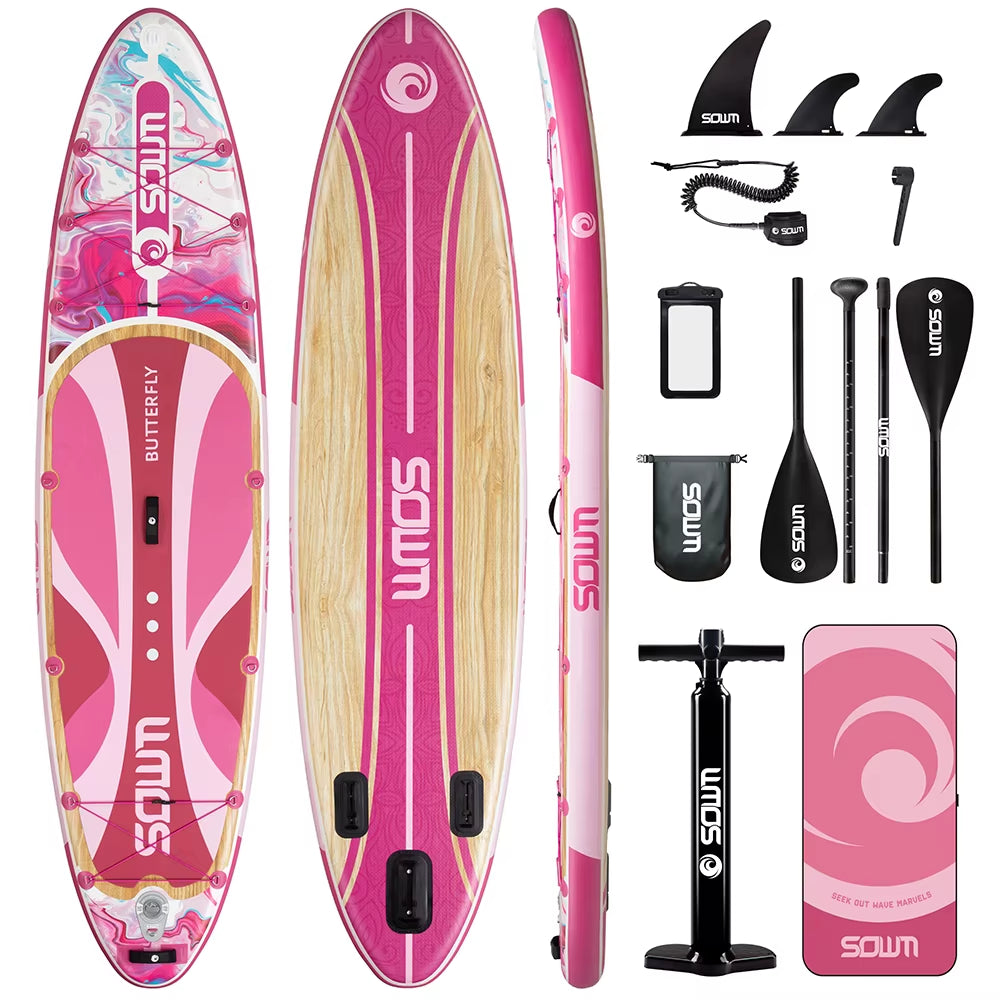 SOWM SUB Waterproof Inflatable Paddle Board 11''X34''X6''Adult Standing Style Aquatic Yoga Fishing with Accessories SUP Сапборд