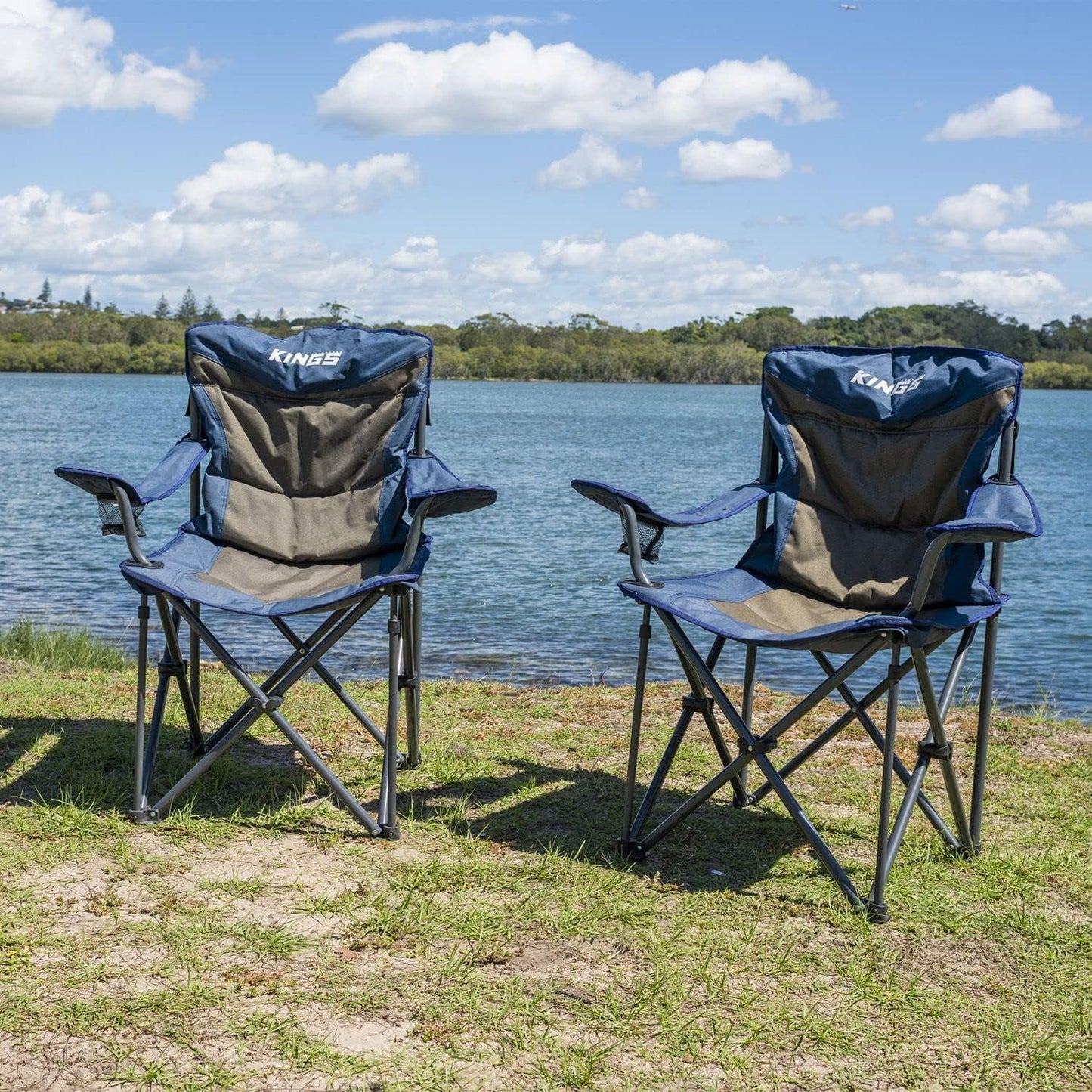 2X  Throne Outdoor Camping Chair 300Kg Thick Padding + Carry Bag