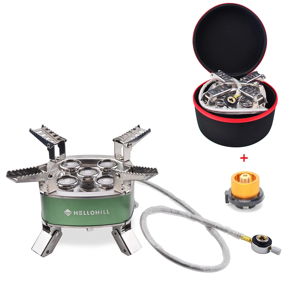 High Firepower Portable Outdoor Stove Camping Gas Stove Folding Head Burner Strong Fire Stove with Storage Bag for Hiking