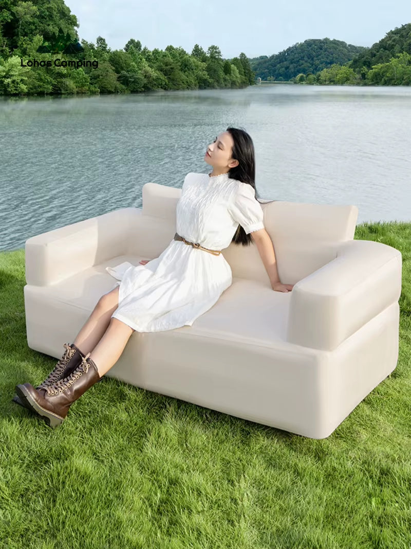 Lohascamping Outdoor Inflatable Air Sofa Portable Waterproof Lazy Sofa Backyard Home Travel Camping Picnic Relaxation Chair