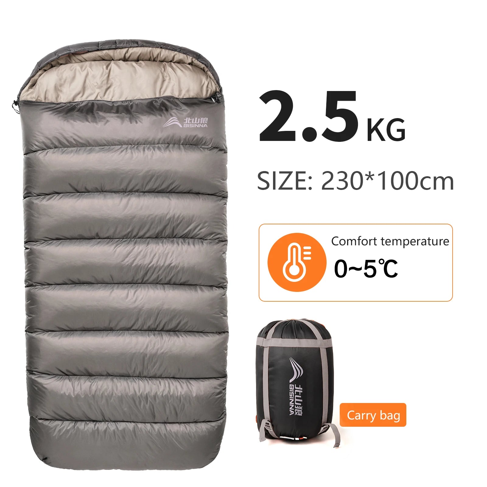 Large Camping Sleeping Bag, Lightweight.  Extra Width & Length for a Comfy Night Sleep
