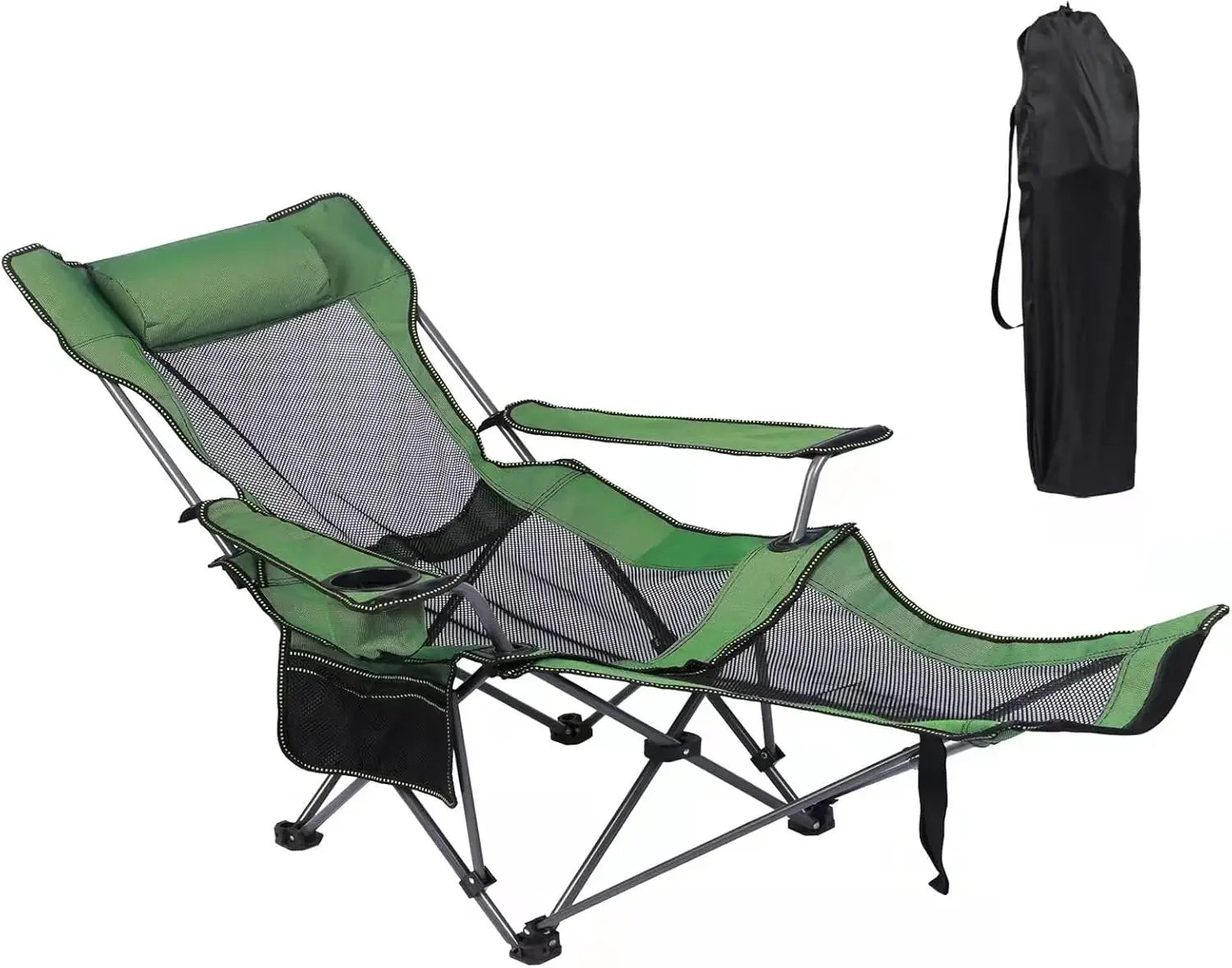 Camping Lounge Chair with Footrest,Headrest & Storage Bag