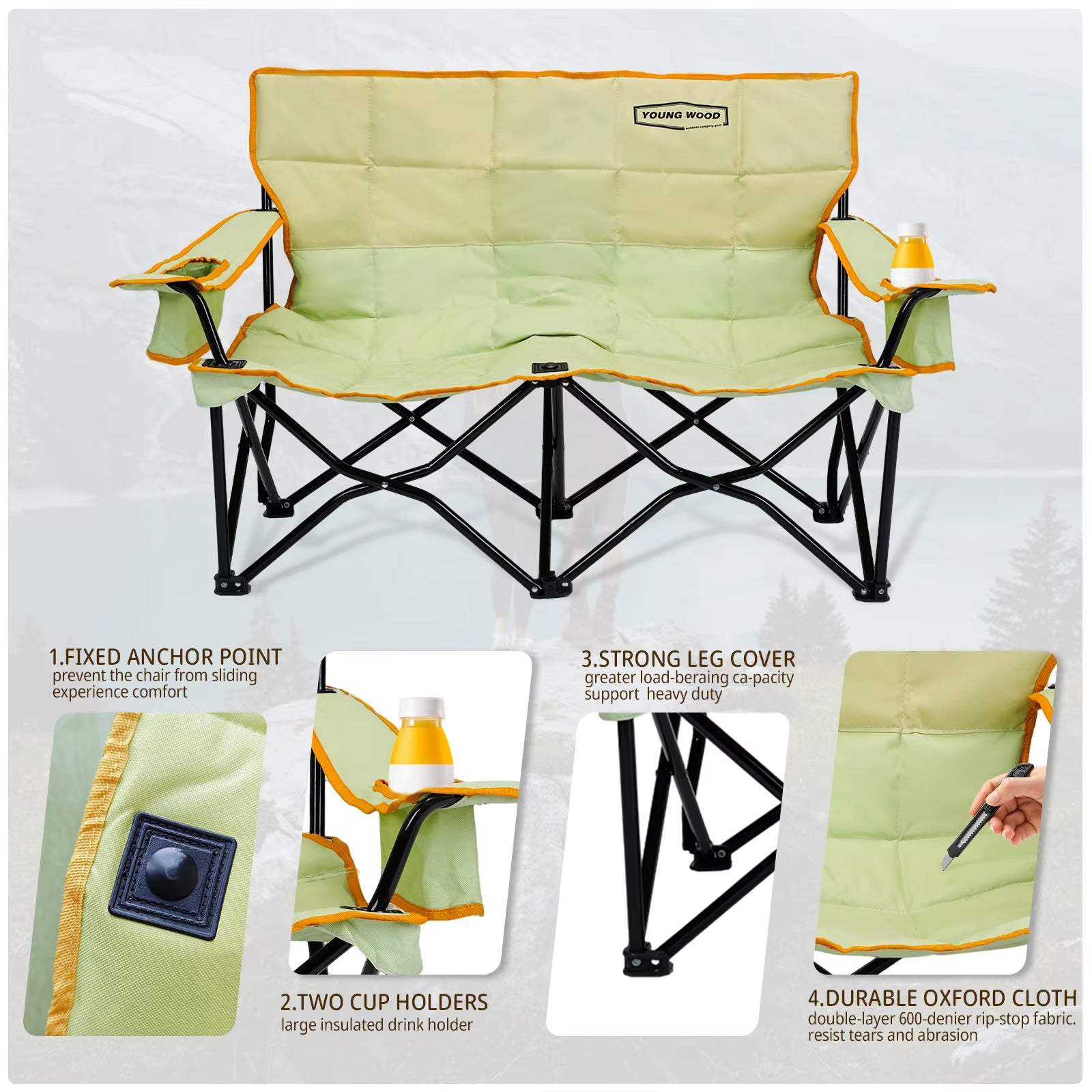 A Must-Have Double Chair for Couples Camping, with Both Appearance and Strength. Enjoy Exquisite Camping with Light Luxury
