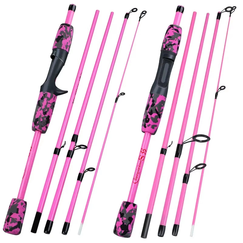5 Section Spinning Casting Fishing Rod 1.8M Ultralight Weight Carbon Fiber Poles for Travel Freshwater Fishing Pesca