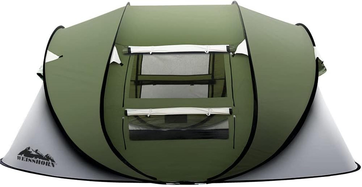 Pop up Camping Tent, 5 Person Easy Setup Dome Tents Outdoor Family Travel Hiking Trip, Portable Shelter Sun Protection Water Resistance Green.