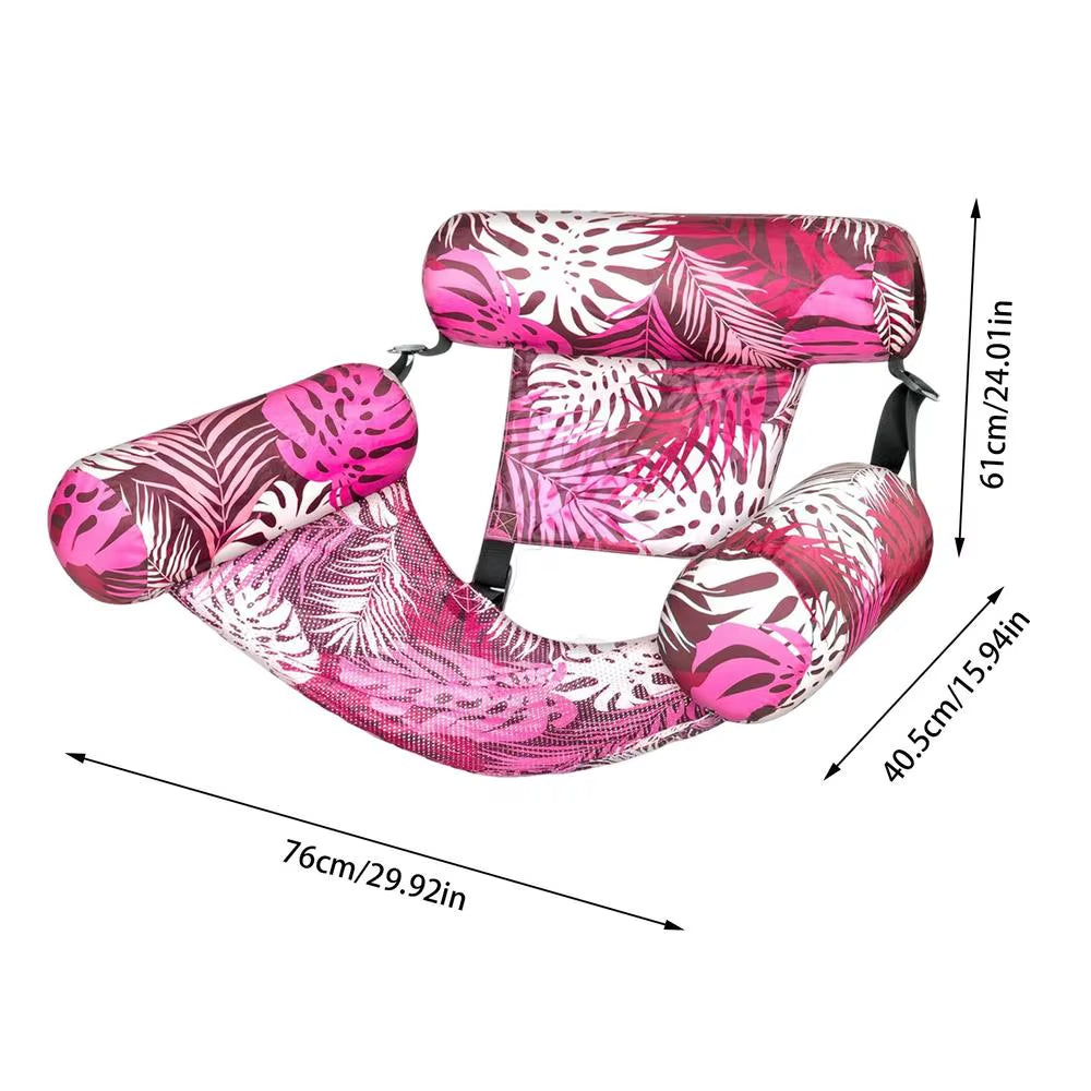 Inflatable Pool Hammock Chair Floating Water Lounge Bed Foldable Swimming Pool Recliner Heavy-Duty Pool Floats for Adults