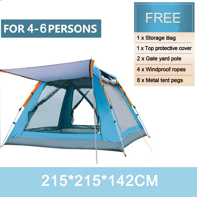 Goture 6-7Person Waterproof Automatic Tent 240*240*150Cm Double Layer Camping Tent Outdoor Dome Camping Family Tent Couple Tents