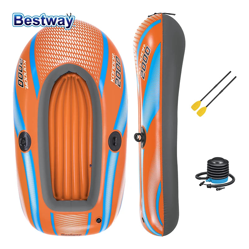 61136/61140/61142/61146 1-3 Person Heavy Duty Inflatable Kayak - Long Lasting PVC Rafting Adventure Boat for Thrilling