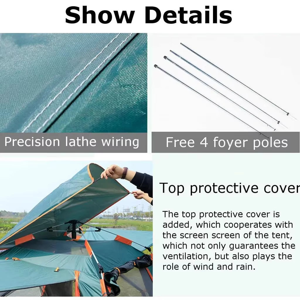 Goture 6-7Person Waterproof Automatic Tent 240*240*150Cm Double Layer Camping Tent Outdoor Dome Camping Family Tent Couple Tents