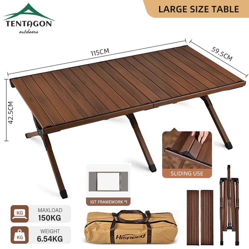 Outdoor Camping Folding Multifunctional IGT Wood Table Gas Stove Portable Lightweight Camp BBQ Grill Table Picnic Table