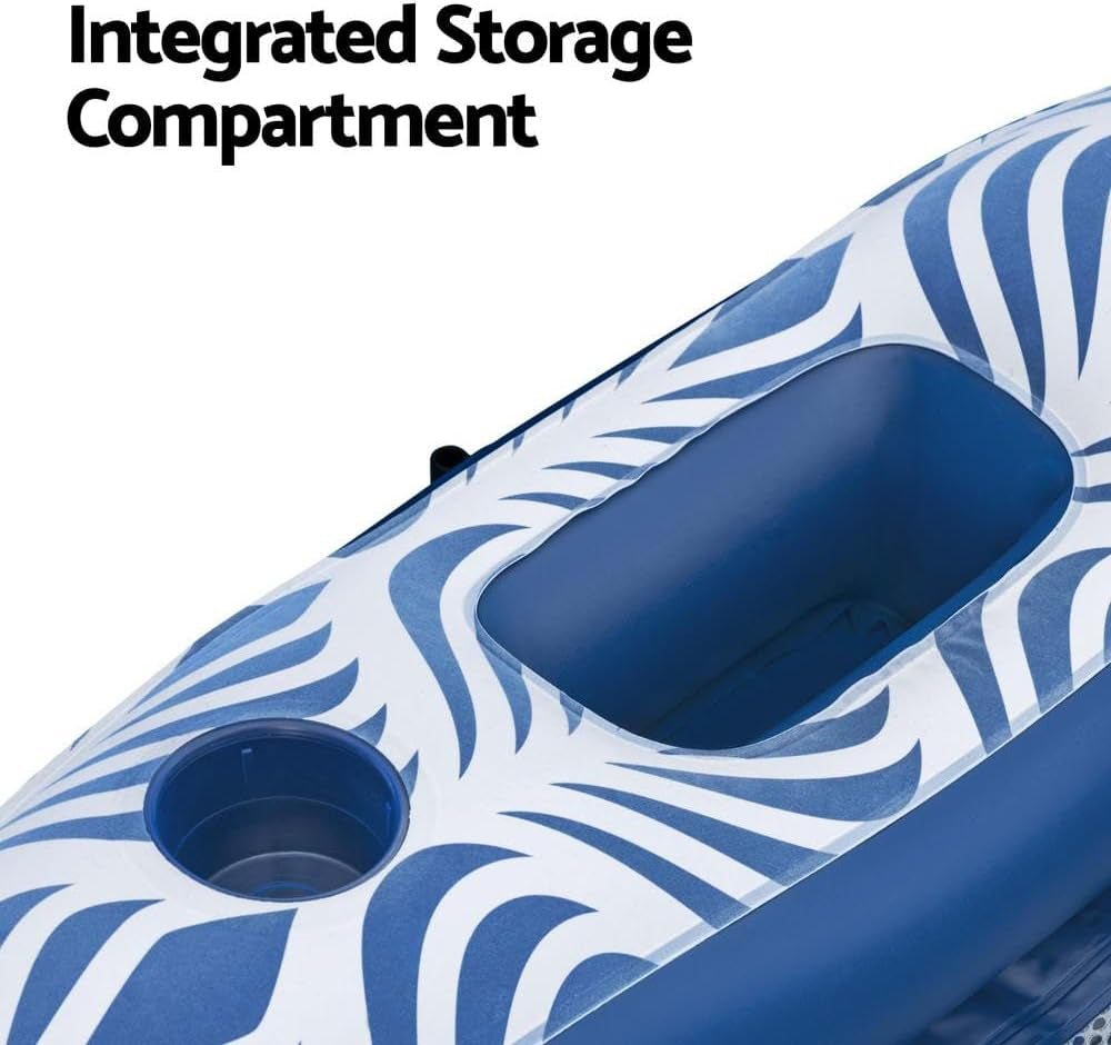 Inflatable Floating Float Lounger with Sunshade Canopy 1.98Mx1.12M Blue