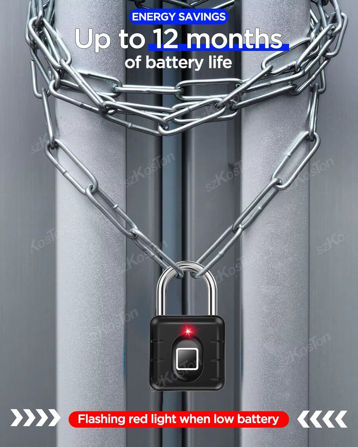 Waterproof Smart Fingerprint Padlock Locker Dormitory Anti-Theft Padlock Keyless Security Protect Electronic Unlock for Luggage