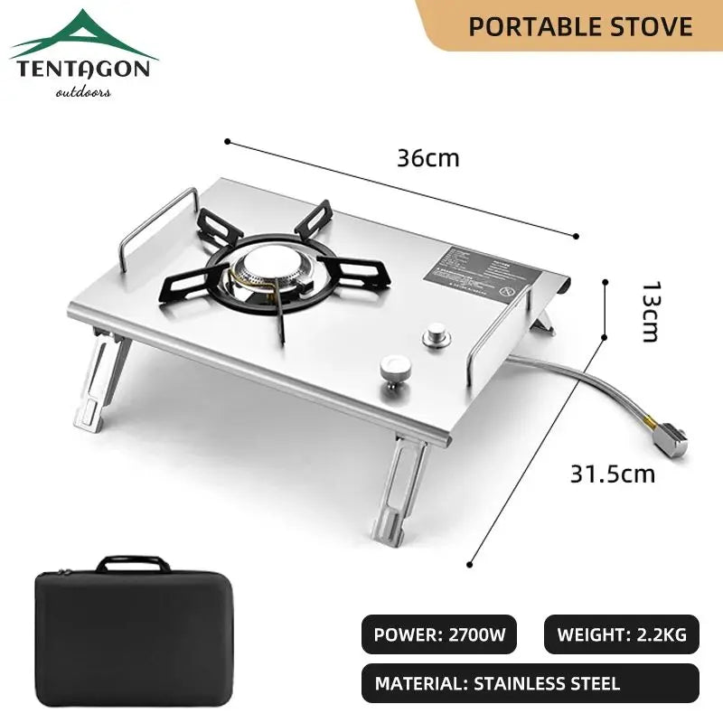 Outdoor Camping Folding Multifunctional IGT Wood Table Gas Stove Portable Lightweight Camp BBQ Grill Table Picnic Table