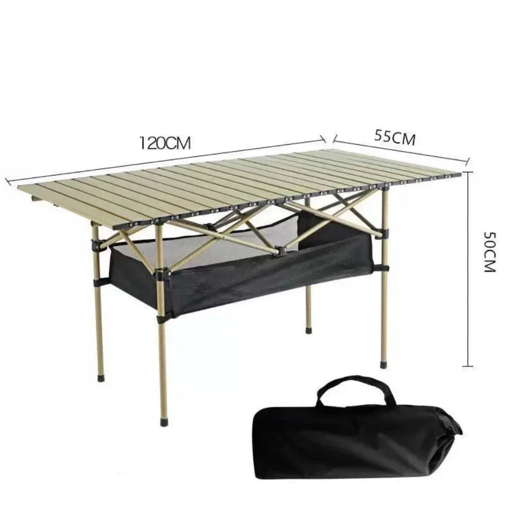 Outdoor Folding Long Table Tourist Portable Storage Egg Roll Table Camping Desk Barbecue Easy to Install Picnic Outdoor Tables