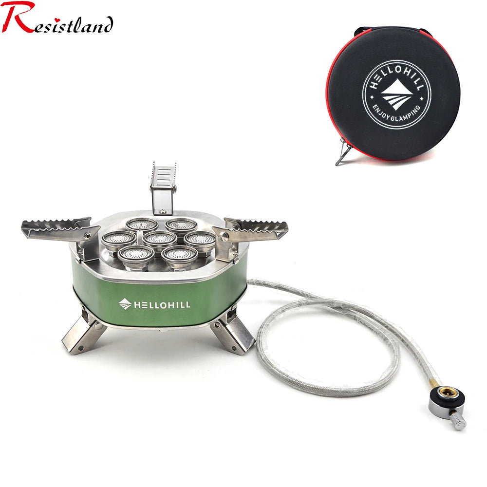 High Firepower Portable Outdoor Stove Camping Gas Stove Folding Head Burner Strong Fire Stove with Storage Bag for Hiking