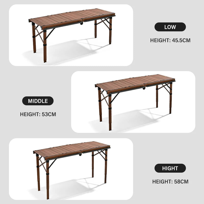 110Cm Extended IGT Table Lightweight Folding Multifunctional Aluminium Alloy Roll Table Adjustable Leg Desktop Burner Bbq Table