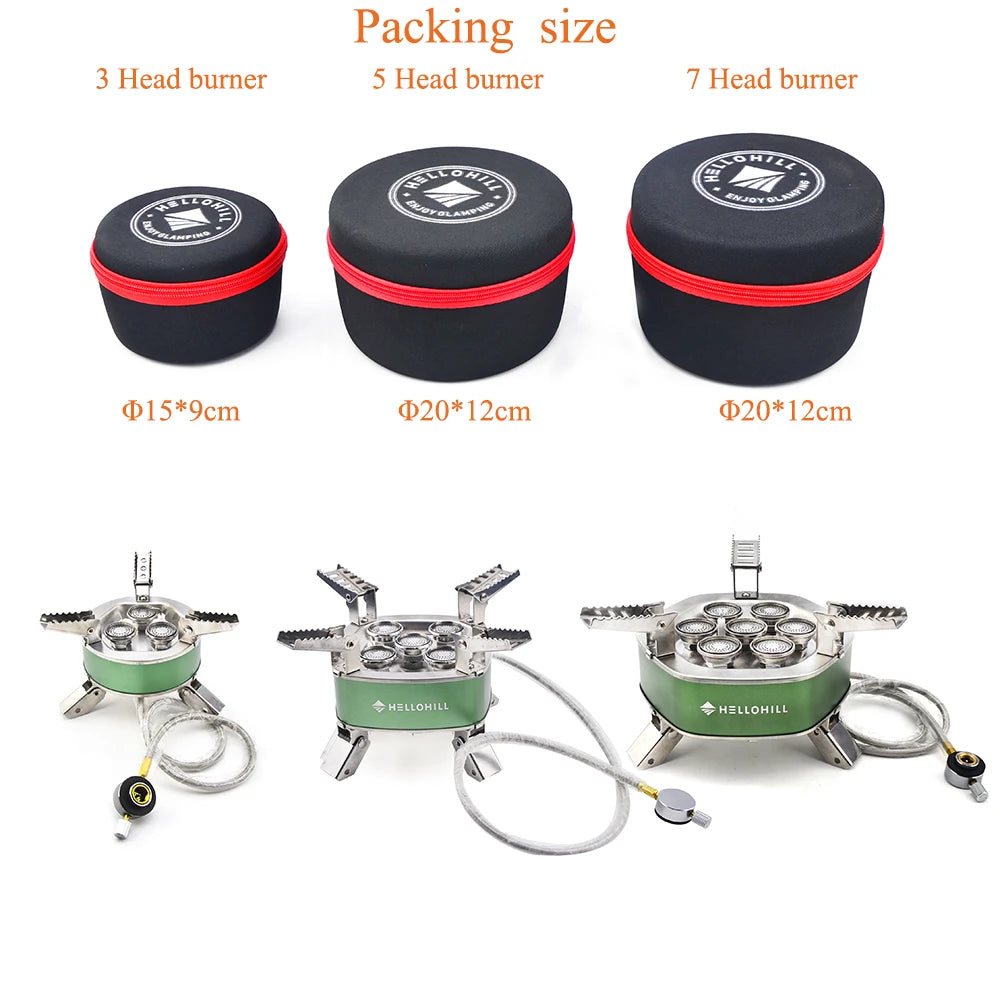 High Firepower Portable Outdoor Stove Camping Gas Stove Folding Head Burner Strong Fire Stove with Storage Bag for Hiking