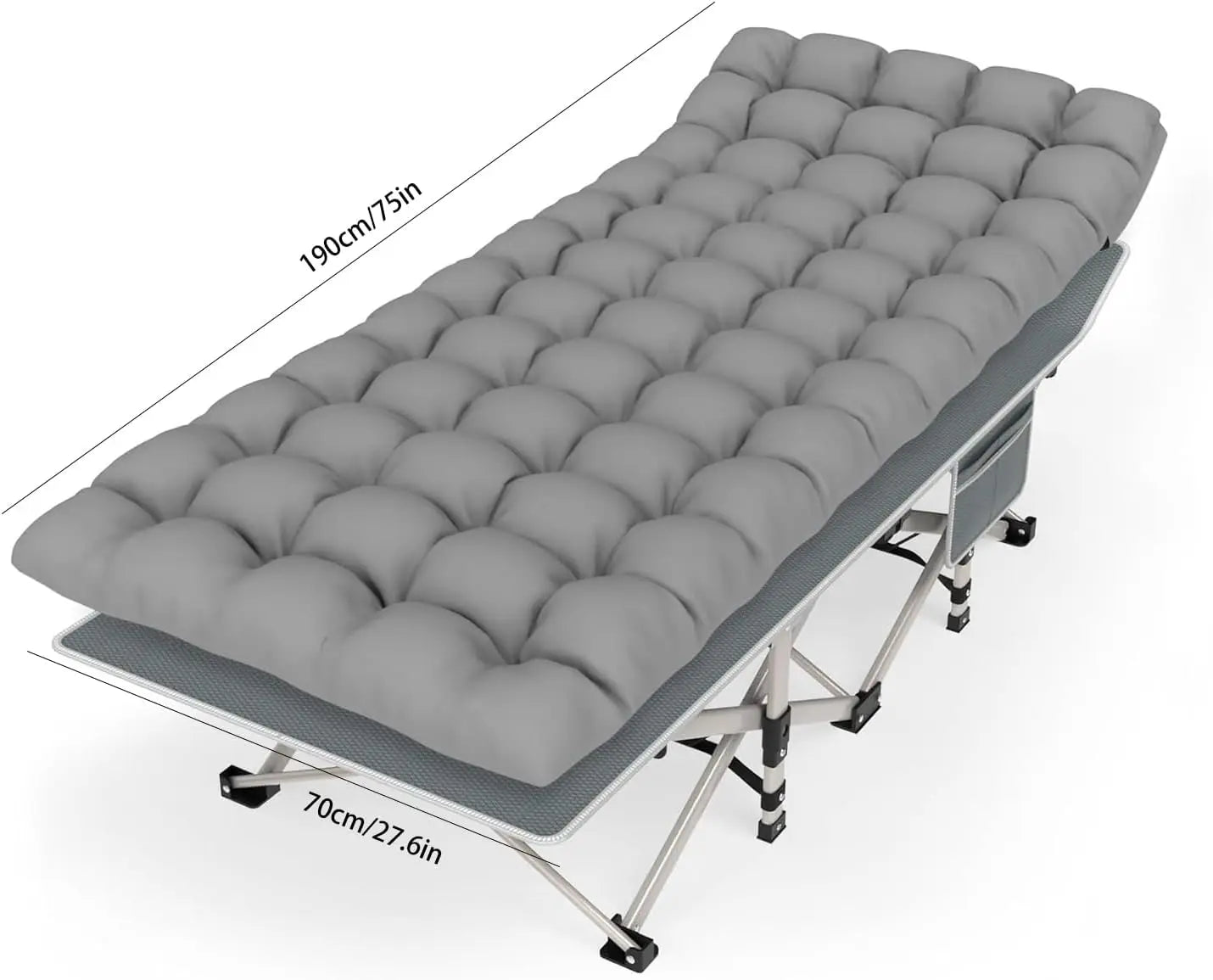 Folding Camping Cot Bed for Adults - 280KG Max Load, Extra Wide with Thick Mattress, Portable Folding Cot for Outdoor Camping Of