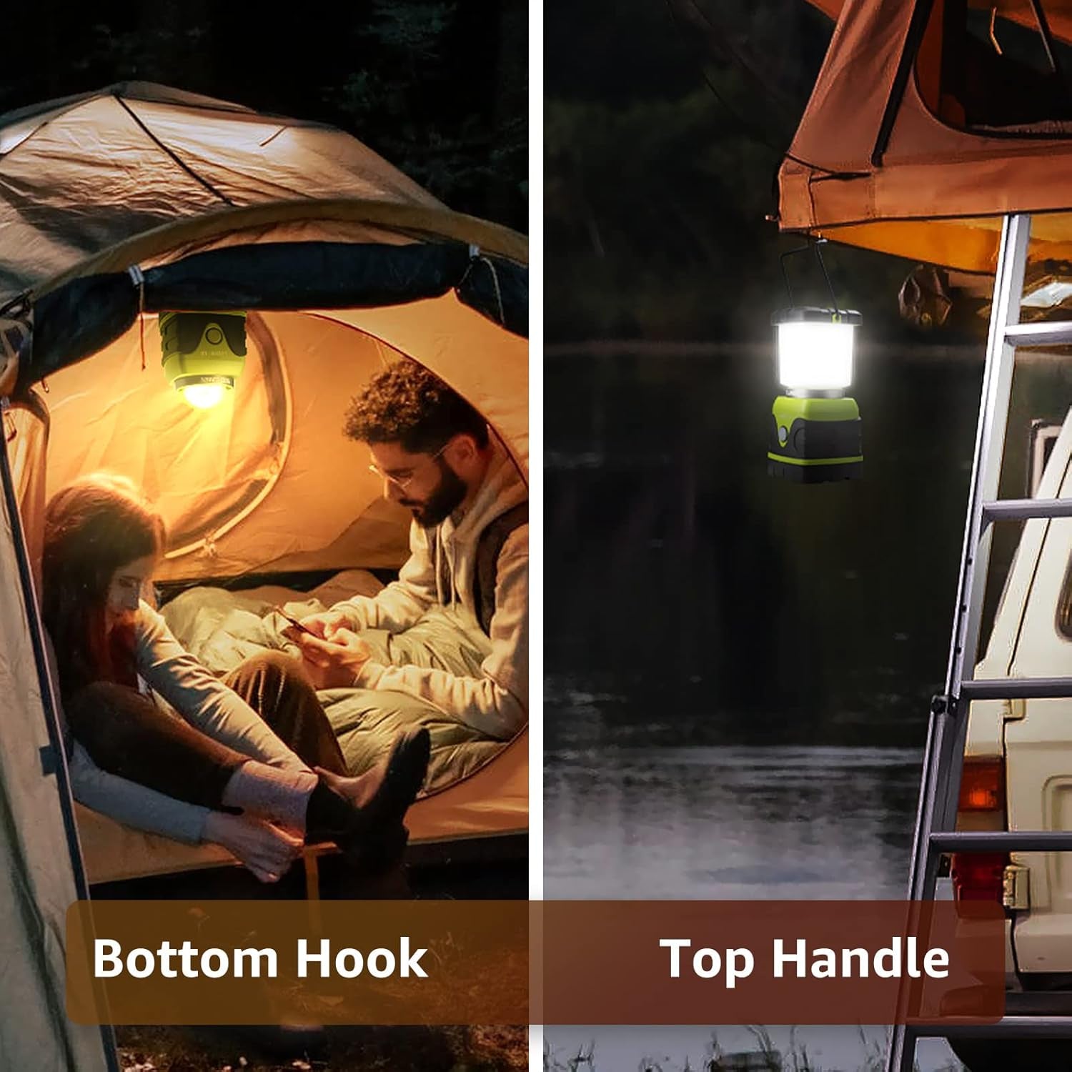 LE Camping Lantern, 1000 Lumen Camping Lights Battery Powered, Dimmable Warm to Cool White Modes, Tent Lights with Long Battery Life, Camping Accessories for Outdoors and Emergency, Pack of 2