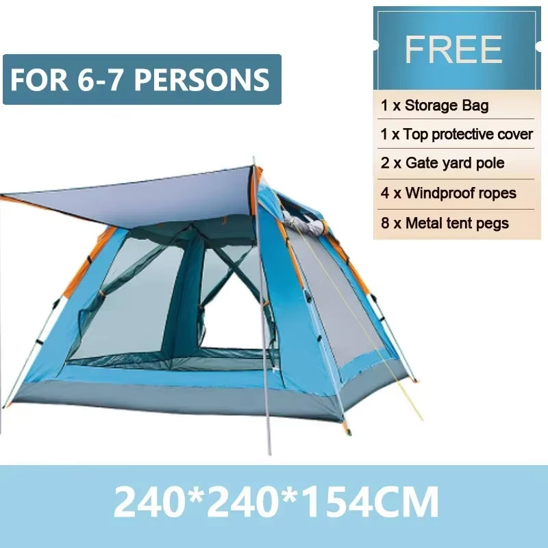 Goture 6-7Person Waterproof Automatic Tent 240*240*150Cm Double Layer Camping Tent Outdoor Dome Camping Family Tent Couple Tents