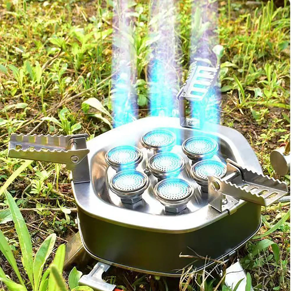 High Firepower Portable Outdoor Stove Camping Gas Stove Folding Head Burner Strong Fire Stove with Storage Bag for Hiking