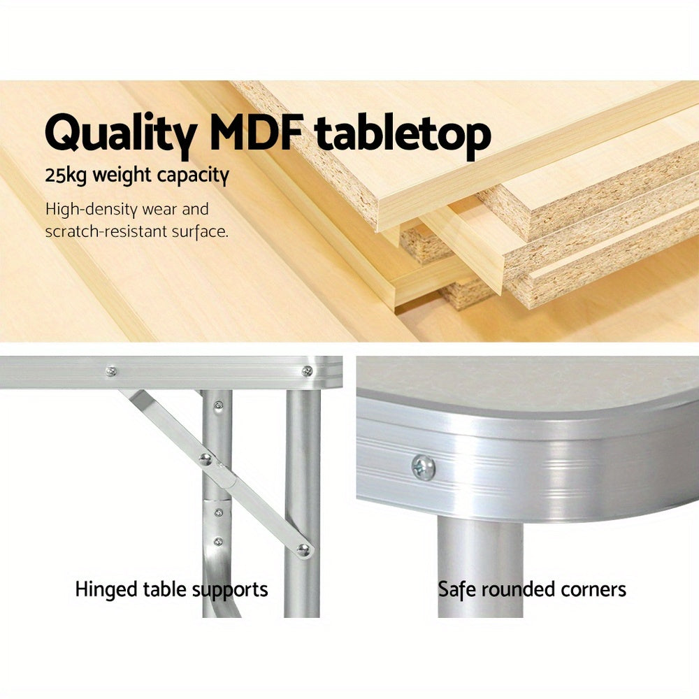 90CM Adjustable Folding Camping Table - Portable Outdoor Picnic Desk