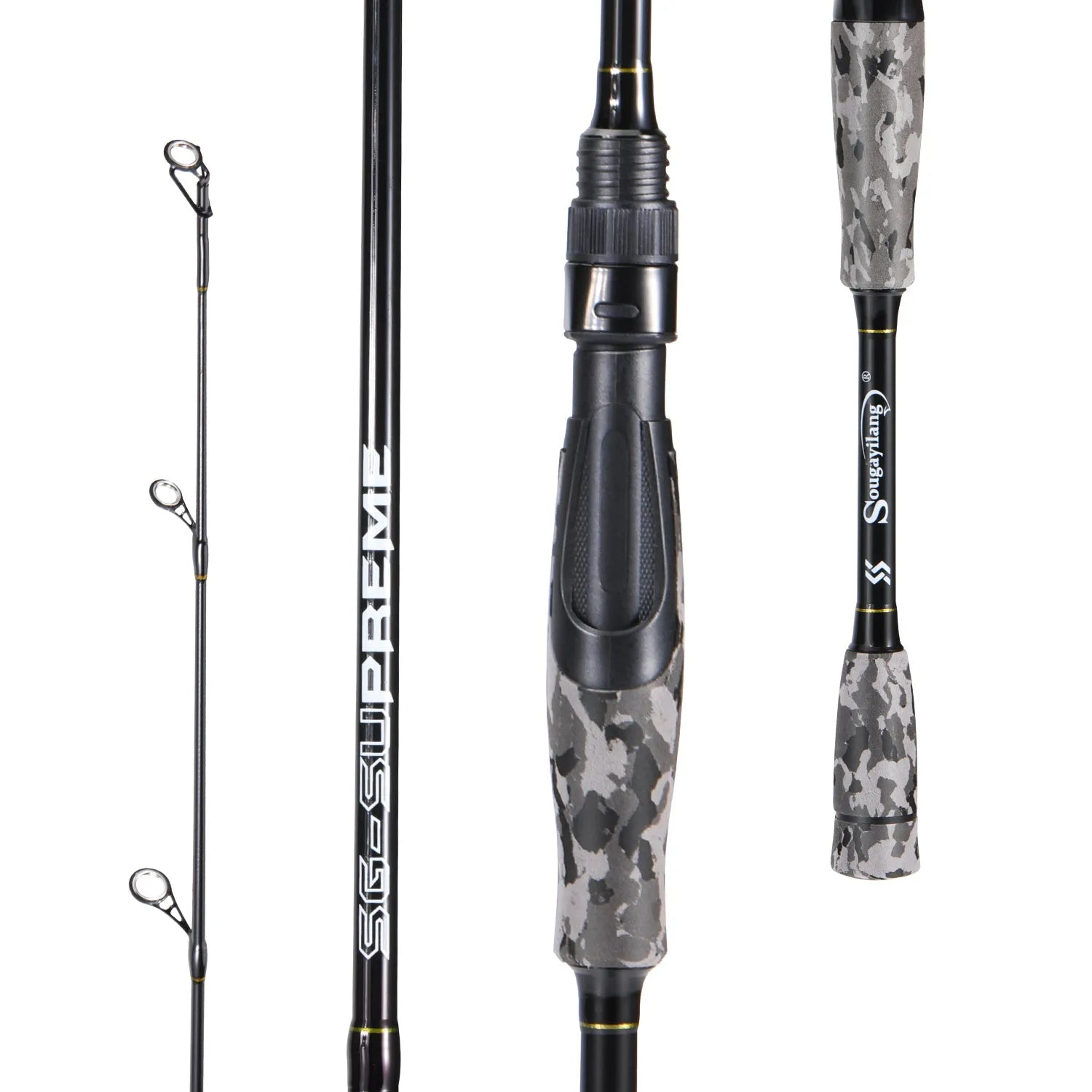 Fishing Rod Medium 2 Sections Graphite Composite Blank Spinning & Casting Rod Camouflage EVA Grip Fishing Pole