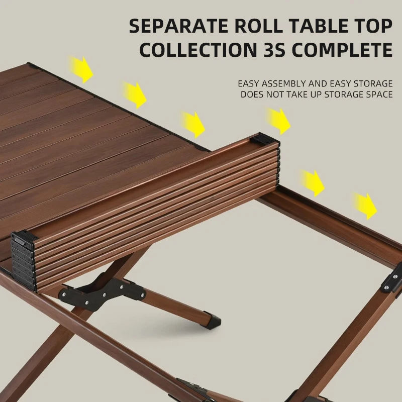Outdoor Camping Folding Multifunctional IGT Wood Table Gas Stove Portable Lightweight Camp BBQ Grill Table Picnic Table