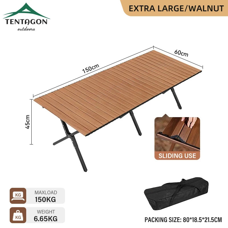 Outdoor Camping Folding Multifunctional IGT Wood Table Gas Stove Portable Lightweight Camp BBQ Grill Table Picnic Table