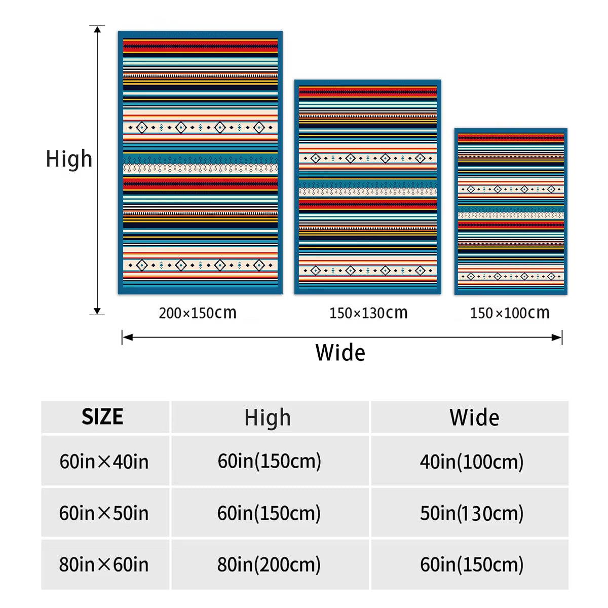 1PC Bohemian Stripes Pattern Printed Blanket, Suitable for Sofas, Beds, Offices, Travel, Camping Chairs, Warm Plush Blanket