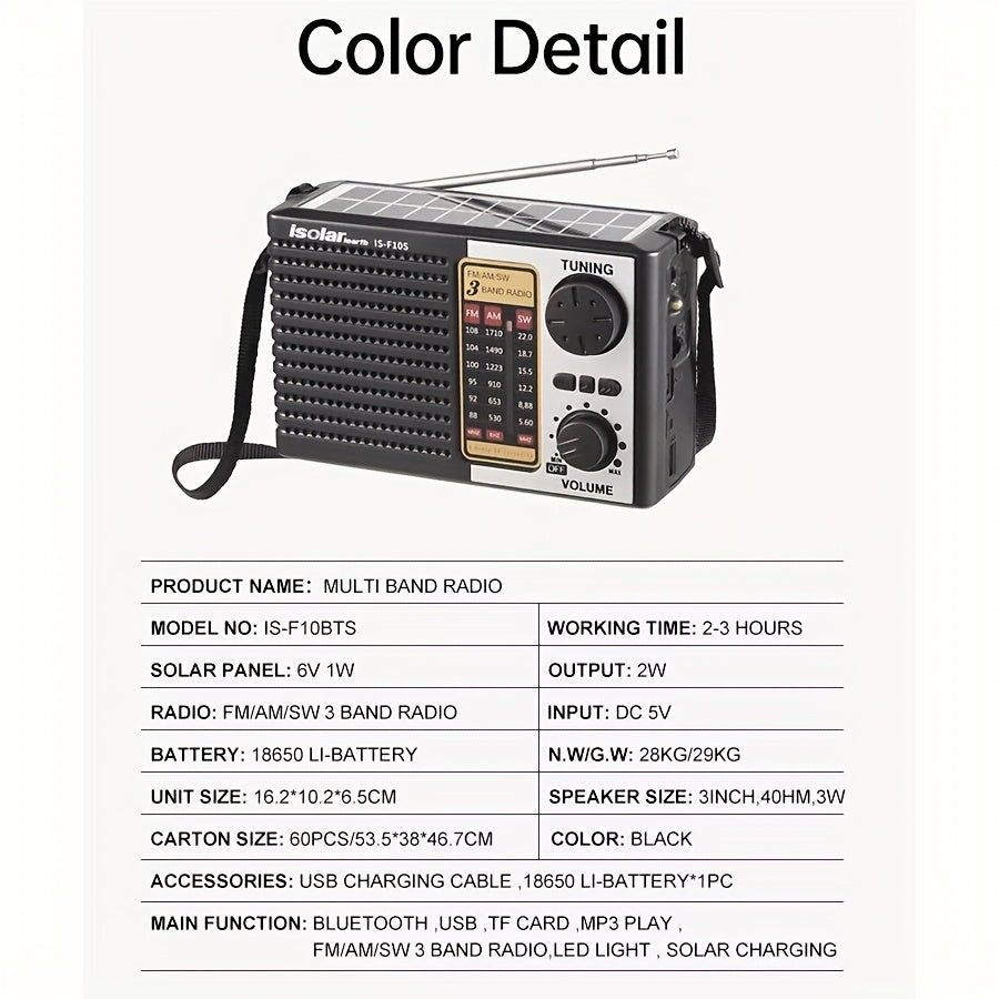 Portable Solar Radio | Digital Speaker MP3 Player | | Flashlight, Emergency Radio