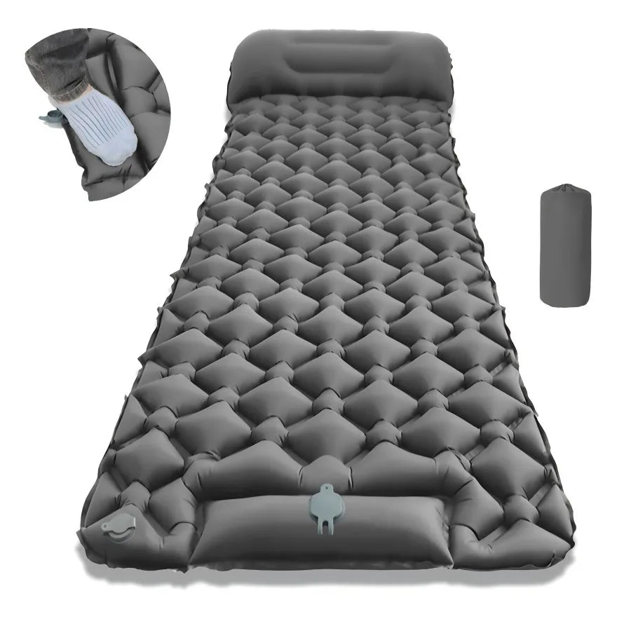 Outdoor Camping Sleeping Pad Folding Sleep Mat Beach Inflat Mattress with Pillows Ultralight Air Mat Travel Hiking New