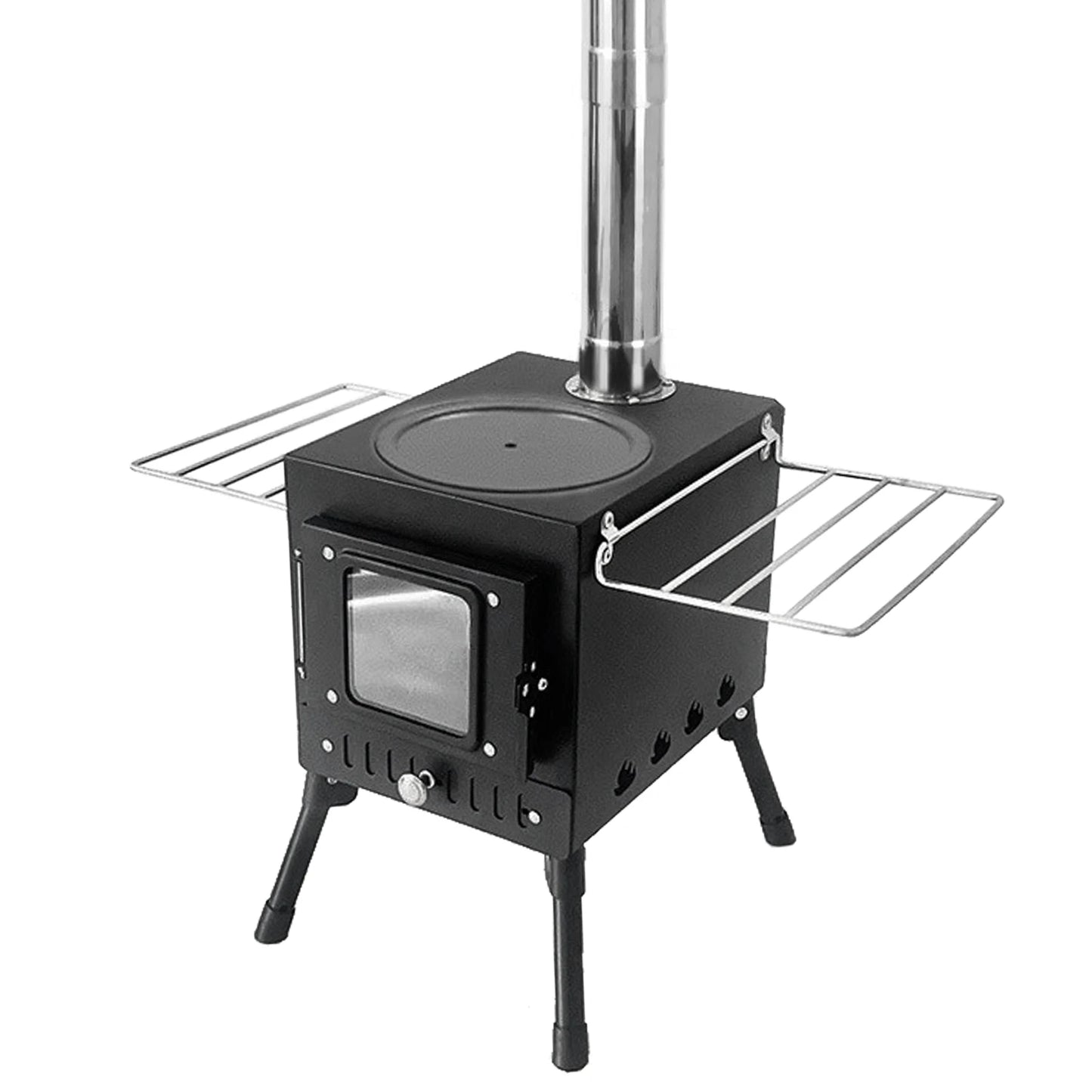 Outdoor Camping Wood-Burning Stove Firewood Burner Stainless Steel Foldable Tent Heater with Tent Fire Window Patio Fireplace