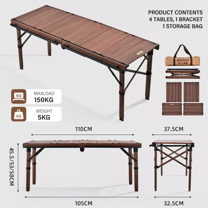 110Cm Extended IGT Table Lightweight Folding Multifunctional Aluminium Alloy Roll Table Adjustable Leg Desktop Burner Bbq Table