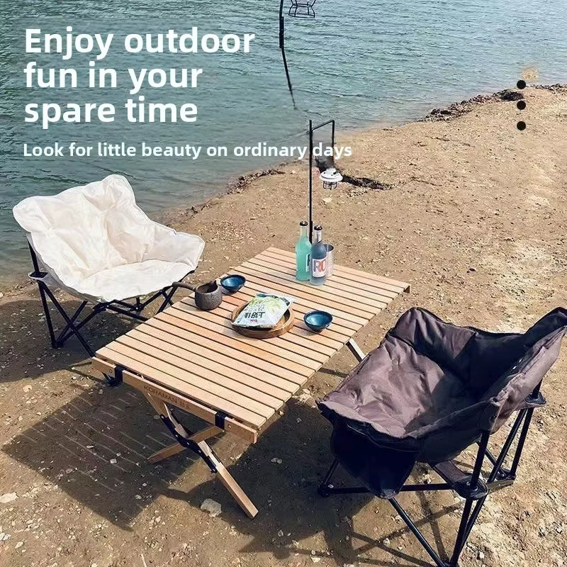 Moon Chair plus Cotton Portable Folding Chair Outdoor Leisure Chair Camping Chair Single Sofa Chair Lazy Chair