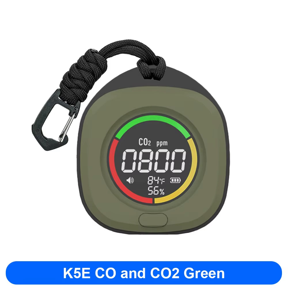 4-In-1 Carbon Monoxide Detector Accurate Detection LED Screen Portable Travel Rechargeable CO and CO2 Detector with Alarm Sound