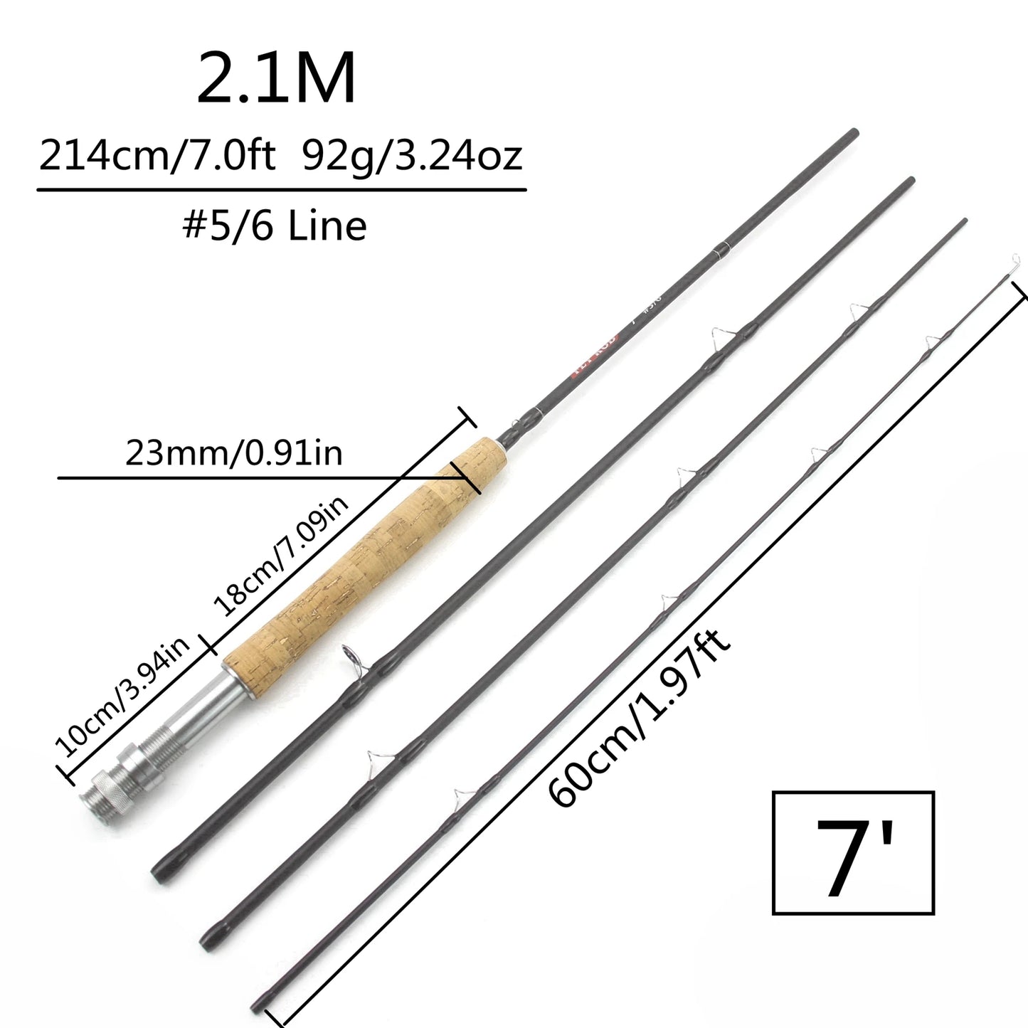 NEW 2.1M 7FT Fly Fishing Rod King Fisher Carbon Fiber Ultralight Weight Fly Fishing Rod Lake River Fly Rod Goods for Fishing