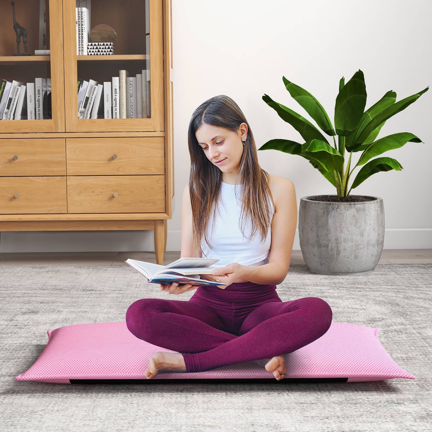 TANGKULA Lazy Sofa Bed Floor Chair Foldable Floor Chair w/Reclining Function Pink