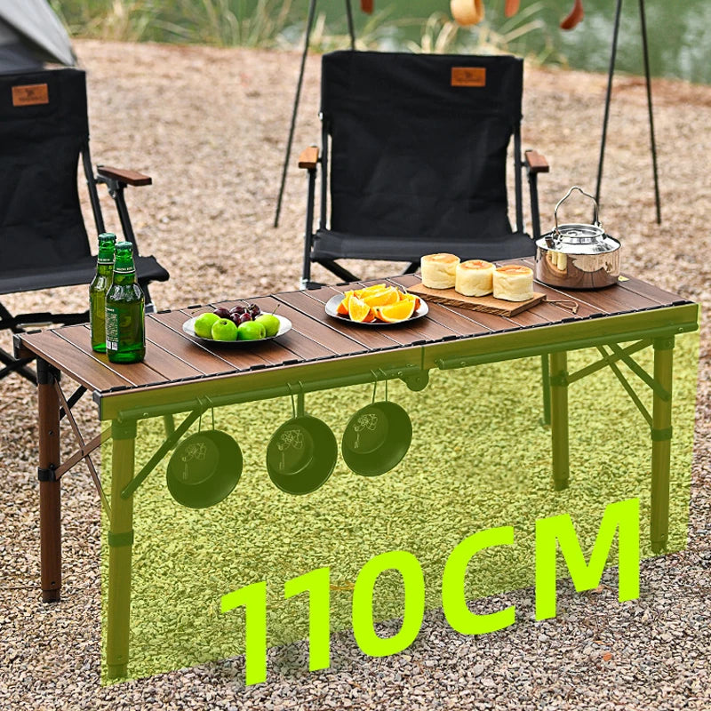 110Cm Extended IGT Table Lightweight Folding Multifunctional Aluminium Alloy Roll Table Adjustable Leg Desktop Burner Bbq Table