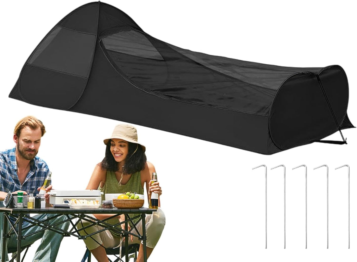 Foldable Pop-Up Single Bed | Bed Canopy Sleeping Bag Net Tent with Double Zipper,Finer Mesh Shelter, Breathable Camping Gear for Travel Bedroom and Outdoor Trips