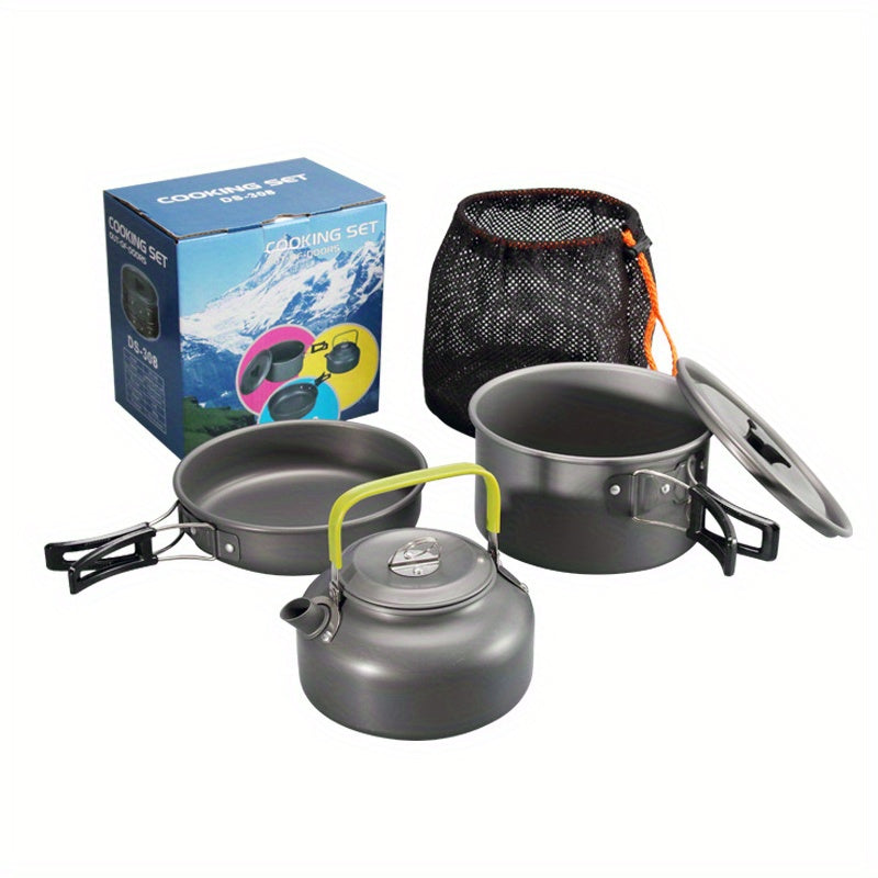 3pcs Camping Cookware Set, Aluminum Outdoor Portable Cooking Gear