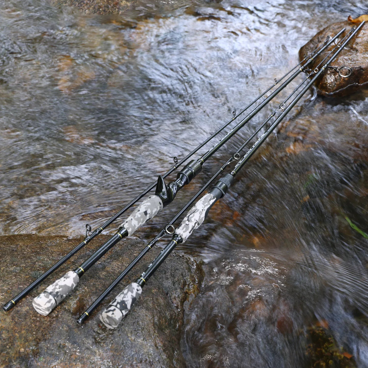 Fishing Rod Medium 2 Sections Graphite Composite Blank Spinning & Casting Rod Camouflage EVA Grip Fishing Pole